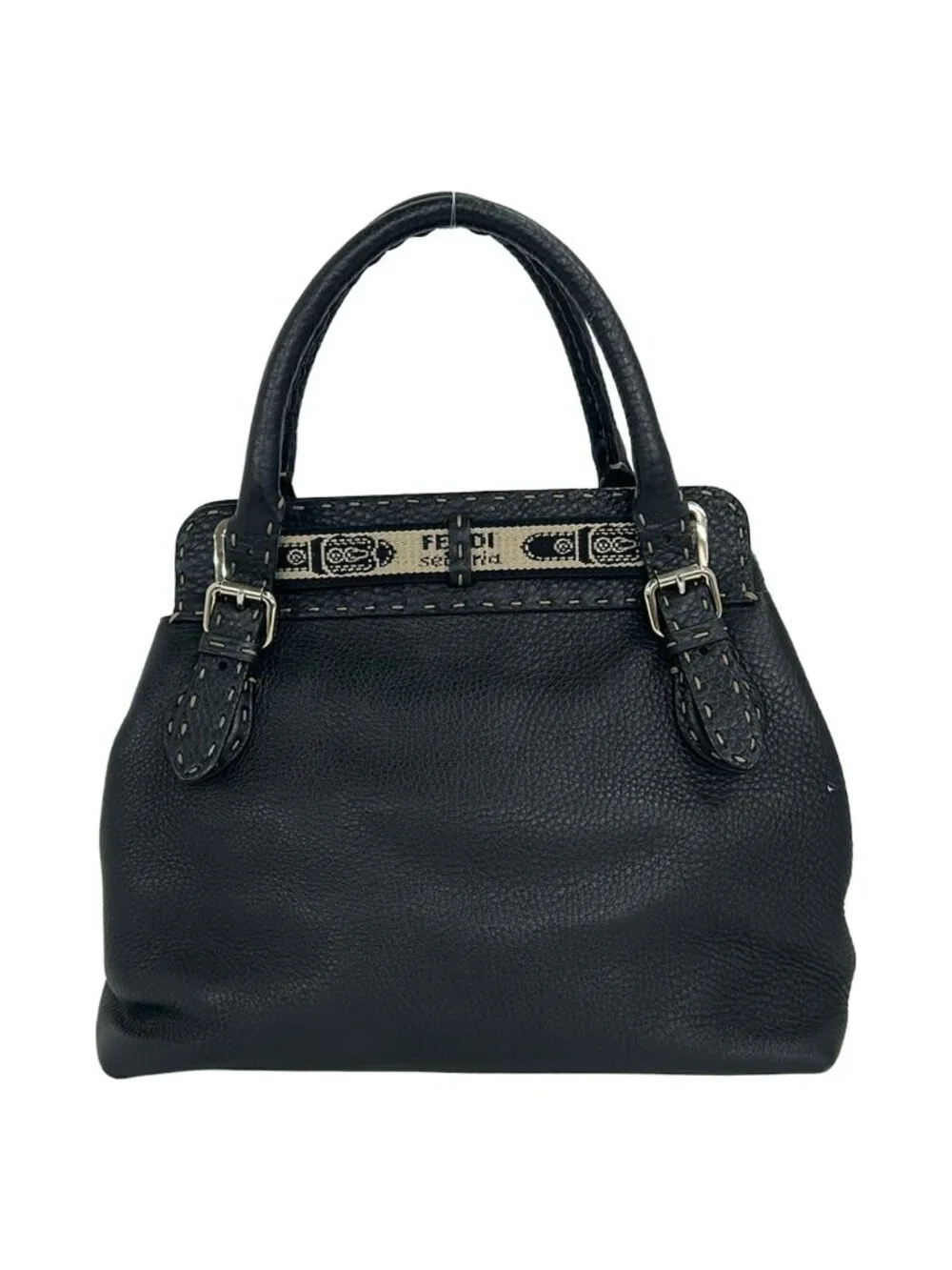 Fendi Tote Bag Selleria Black Leather